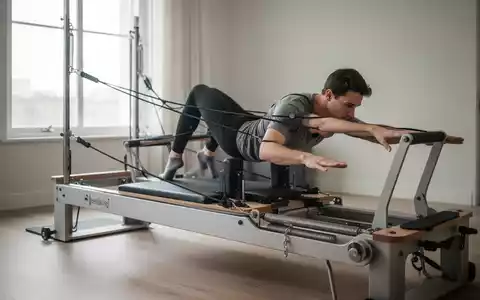 Eine Person trainiert auf einem modernen Pilates-Reformer-Gerät in einem hellen Studio, das die Präzision der Bewegung hervorhebt. - Foto: über boerse-global.de