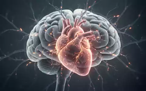Ein stilisiertes menschliches Gehirn mit leuchtenden neuronalen Pfaden, die sich mit einem abstrakten Herzen verbinden, auf dunklem Hintergrund. - Foto: über boerse-global.de
