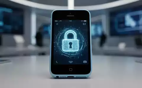 Nahaufnahme eines älteren iPhones mit einem digitalen Schloss-Symbol auf dem Bildschirm, das den eingeschränkten Zugriff auf ältere Softwareversionen symbolisiert. - Foto: über boerse-global.de