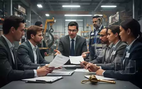 Mitarbeiter und ein Betriebsrat in einem modernen Büro, die Dokumente prüfen und diskutieren, symbolisch für Arbeitnehmerrechte und Kündigungsschutz. - Foto: über boerse-global.de