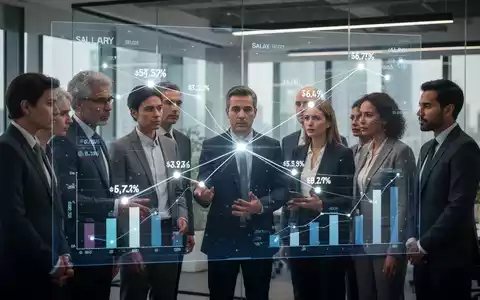 Professionelle Darstellung von Geschäftsleuten, die Gehaltsdaten auf einem transparenten Bildschirm analysieren, Symbole der Entgelttransparenz. - Foto: über boerse-global.de