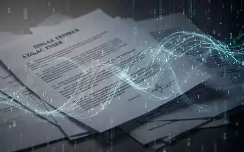 Abstrakte Darstellung von Rechtsdokumenten, die sich mit digitalen Datenströmen und KI-Elementen verbinden, symbolisierend Rechtssicherheit und Technologie. - Foto: über boerse-global.de
