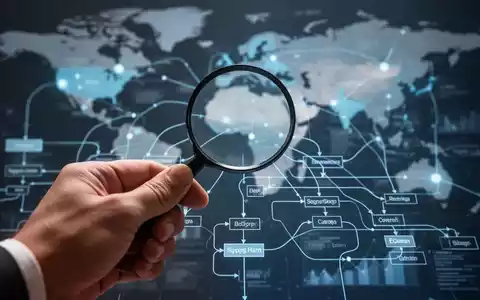 Eine Hand hält eine Lupe über ein komplexes Flussdiagramm, das Lieferketten und globale Verbindungen darstellt. - Foto: über boerse-global.de