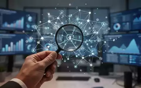 Eine Hand hält eine Lupe über ein komplexes Diagramm aus verbundenen Knoten und Linien, die Datenpunkte und Berichtsstandards darstellen. - Foto: über boerse-global.de