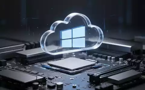 Glühendes Cloud-Symbol in futuristischem Windows-Logo über PC-Motherboard, symbolisiert cloudbasierte Systemwiederherstellung. - Foto: über boerse-global.de