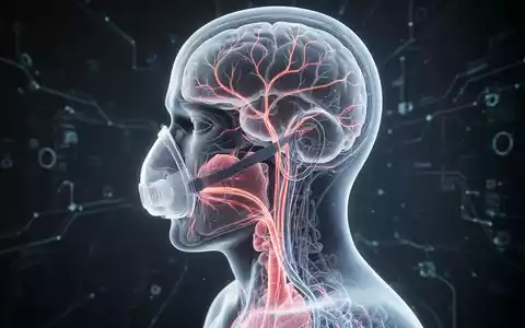 Abstrakte Darstellung eines Kopfprofils mit leuchtenden Linien, die Atemwege und neuronale Pfade symbolisieren, um medizinische Fortschritte darzustellen. - Foto: über boerse-global.de