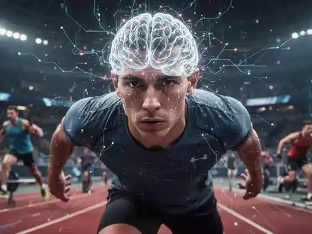 Ein fokussierter Athlet mit überlagerten neuronalen Netzwerkmustern, der mentale Fitness und KI-gestützte Leistung im Sport darstellt. - Foto: über boerse-global.de