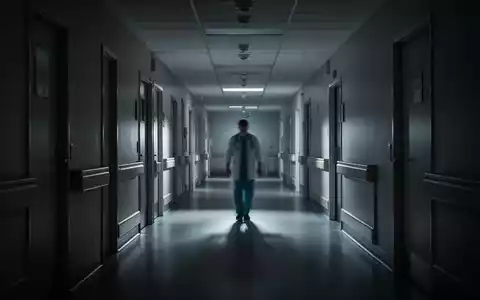 Ein leerer, schwach beleuchteter Krankenhausflur mit einer verschwommenen medizinischen Fachkraft in der Ferne, die Unsicherheit vermittelt. - Foto: über boerse-global.de