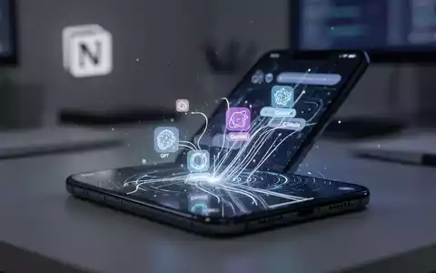 Schlankes Smartphone mit KI-Chat-Oberfläche und GPT-, Gemini- und Claude-Symbolen für Notion Agents Multi-Modell-Unterstützung. - Foto: über boerse-global.de