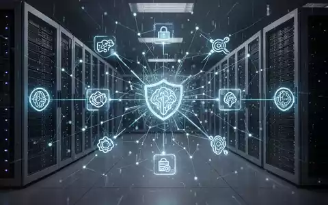 Leuchtendes digitales Datennetzwerk verbindet Serverracks und Open-Source-Software-Symbole, symbolisiert sichere IT-Infrastruktur. - Foto: über boerse-global.de