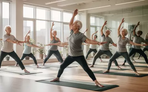 Eine Gruppe von Menschen unterschiedlichen Alters praktiziert achtsam Hatha Yoga in einem hellen, ruhigen Studio. - Foto: über boerse-global.de
