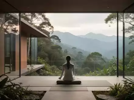 Eine ruhige, moderne Retreat-Anlage inmitten einer grünen Naturlandschaft, die Ruhe und Erholung ausstrahlt. - Foto: über boerse-global.de