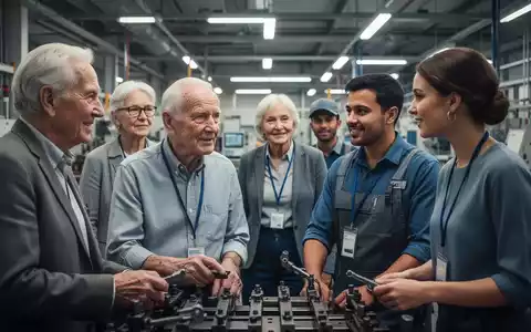 Eine vielfältige Gruppe von Menschen verschiedener Generationen in einem professionellen Umfeld, die den demografischen Wandel und Fachkräftemangel symbolisiert. - Foto: über boerse-global.de