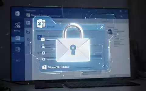 Digitales Vorhängeschloss-Symbol über Outlook-E-Mail-Oberfläche, symbolisiert S/MIME-Verschlüsselung und sichere Unternehmenskommunikation. - Foto: über boerse-global.de