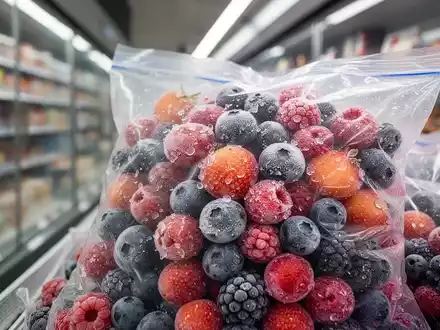Nahaufnahme einer Tüte mit gefrorenen Beeren in einem Supermarkt-Gefrierregal, die die Frische und Qualität der Produkte unterstreicht. - Foto: über boerse-global.de