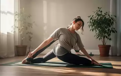 Eine Person praktiziert sanfte Yoga-Übungen in einem ruhigen, natürlich beleuchteten Raum, der eine Atmosphäre der Heilung vermittelt. - Foto: über boerse-global.de