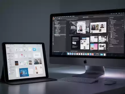 Ein Apple iPad und Mac mit kreativer Software und iWork-Apps, die einen einheitlichen Abonnementdienst symbolisieren. - Foto: über boerse-global.de