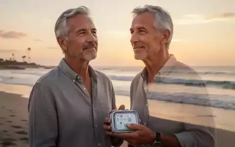 Ein Mann im fortgeschrittenen Alter sitzt entspannt am Strand bei Sonnenuntergang und blickt nachdenklich in die Ferne. - Foto: über boerse-global.de