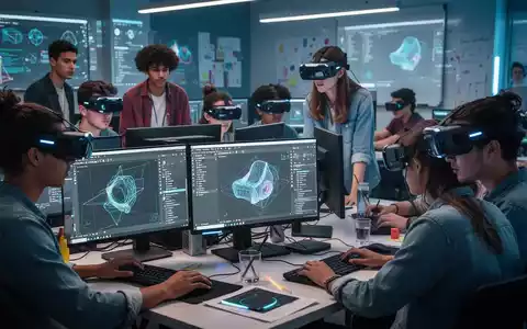 Junge Erwachsene lernen in einem modernen Klassenzimmer mit Computern und VR-Headsets, um neue Technologien zu erlernen. - Foto: über boerse-global.de
