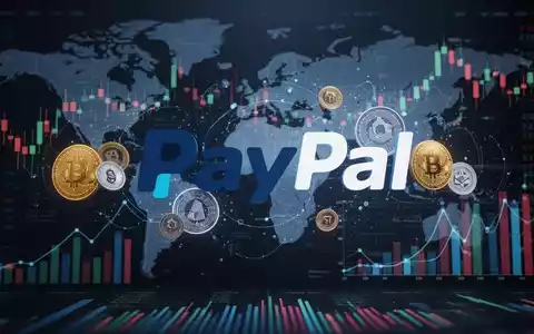Digitales PayPal-Logo mit Stablecoin-Symbolen und Finanzdaten, die das Wachstum von PYUSD und die Integration digitaler Vermögenswerte darstellen. - Foto: über boerse-global.de