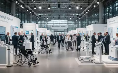 Eine belebte Messehalle mit Besuchern, die moderne Rehabilitations- und Pflegetechnologien sowie Mobilitätshilfen erkunden. - Foto: über boerse-global.de