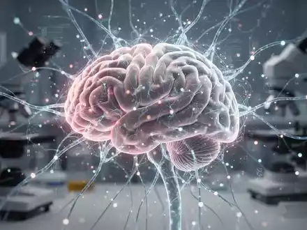 Ein stilisiertes menschliches Gehirn mit leuchtenden neuronalen Pfaden und Datenpunkten, das neurobiologische Prozesse darstellt. - Foto: über boerse-global.de