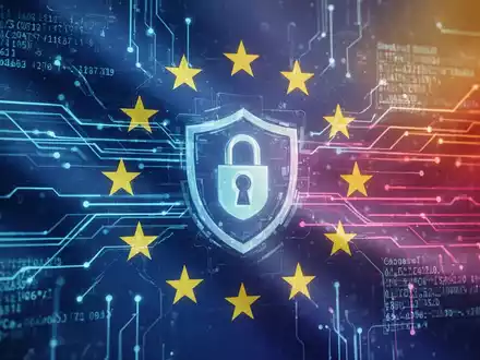 Digitale Identitäts-Wallet-Oberfläche mit sicheren Datenströmen und EU-Flaggenfarben, symbolisiert digitale Identität und Vertrauen. - Foto: über boerse-global.de