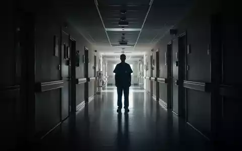 Eine einzelne, stilisierte Person steht in einem langen, schwach beleuchteten Krankenhausflur, der Isolation und Herausforderung symbolisiert. - Foto: über boerse-global.de