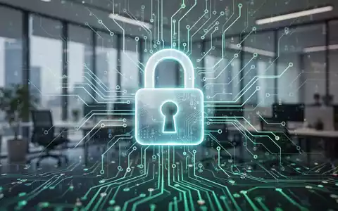 Ein stilisiertes, leuchtendes Vorhängeschloss-Symbol über einem digitalen Netzwerk, das Cybersicherheit und Datenschutz darstellt. - Foto: über boerse-global.de