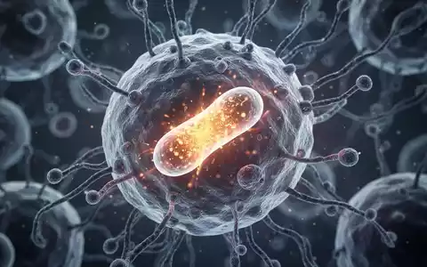 Nahaufnahme von leuchtenden Mitochondrien in einer Zelle, die den Stoffwechsel und die Energieproduktion darstellen. - Foto: über boerse-global.de