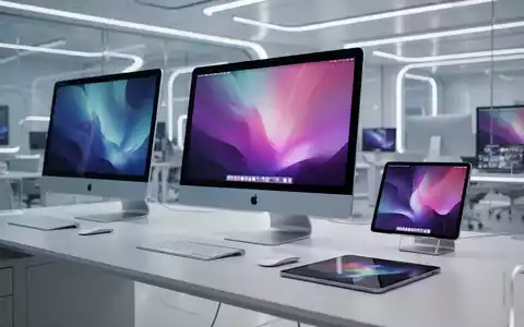 Nahaufnahme neuer, dünner Apple iMacs und iPad Pros auf einem minimalistischen Schreibtisch, die ihr schlankes Design und lebendige Bildschirme zeigen. - Foto: über boerse-global.de