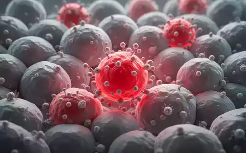 Mikroskopische Ansicht von Fettgewebezellen, wobei entzĂŒndete Zellen rot hervorgehoben und von Immunzellen umgeben sind. - Foto: ĂŒber boerse-global.de