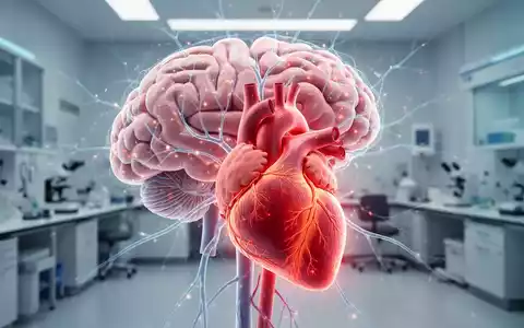 Ein stilisiertes menschliches Gehirn mit leuchtenden neuronalen Pfaden, überlagert mit einem gesunden menschlichen Herzen und leuchtenden Arterien. - Foto: über boerse-global.de