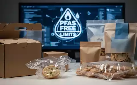 Nahaufnahme verschiedener Lebensmittelverpackungen aus Karton, Kunststoff und Papier, die auf neue PFAS-Grenzwerte hinweisen. - Foto: über boerse-global.de