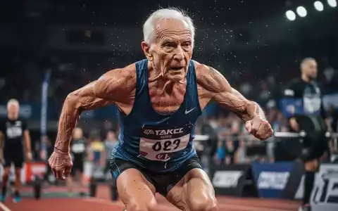 Ein älterer Athlet mit entschlossenem Gesichtsausdruck und definierten Muskeln nimmt an einem Fitnesswettbewerb teil. - Foto: über boerse-global.de