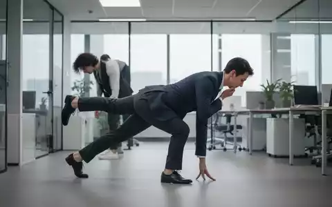 Eine Person in Businesskleidung macht eine Kraftübung im Büro, um die Gesundheit am Arbeitsplatz zu fördern. - Foto: über boerse-global.de
