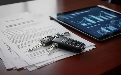 Ein Autoschlüssel liegt auf einem Schreibtisch neben Finanzdokumenten und einem Tablet, das Diagramme anzeigt, symbolisiert steuerliche Optimierung für Geschäftsführer. - Foto: über boerse-global.de