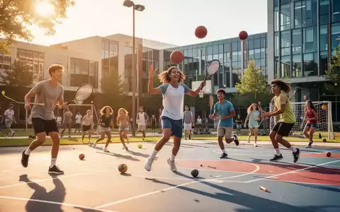 Studenten treiben Sport auf einem modernen Universitätsgelände während der vorlesungsfreien Zeit im Sommer. - Foto: über boerse-global.de