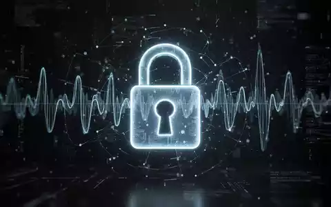 Leuchtendes digitales Passkey-Symbol mit Vorhängeschloss, überlagert von abstrakten Sprachwellen und Datenströmen, symbolisiert Sicherheit und Vishing-Angriffe. - Foto: über boerse-global.de