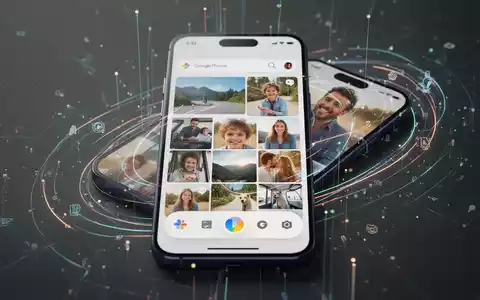 Smartphone-Bildschirm mit der neu gestalteten Google Photos App, neuer Navigationsleiste und KI-Videobearbeitung. - Foto: über boerse-global.de