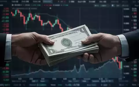 Zwei Hände tauschen Aktienzertifikate vor einem Diagramm mit fallenden Kursen aus. - Foto: über boerse-global.de