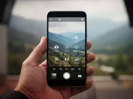 Eine Hand hält ein modernes Smartphone mit Kamera-App-Oberfläche, unscharfer Hintergrund deutet kreatives Umfeld an. - Foto: über boerse-global.de