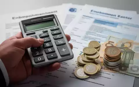 Eine Hand hält einen Taschenrechner, daneben liegen deutsche Münzen und Euroscheine. Im Hintergrund sind unscharfe Bürodokumente zu sehen. - Foto: über boerse-global.de
