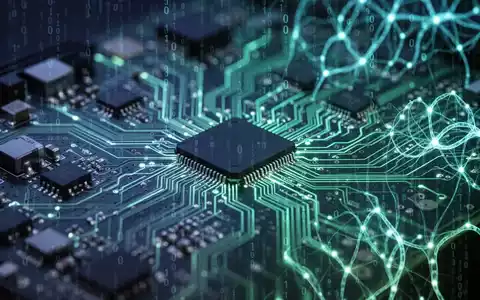 Eine Nahaufnahme einer leuchtenden Platine mit digitalen Überlagerungen von Binärcode und neuronalen Netzen, die Cybersicherheit und KI symbolisieren. - Foto: über boerse-global.de