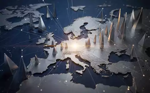 Abstrakte Darstellung von Geschäftsexpansion in Europa mit geometrischen Formen und stilisierten Kontinentumrissen. - Foto: über boerse-global.de