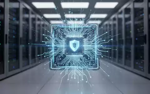 Nahaufnahme eines leuchtenden Quantencomputer-Prozessors mit blauer Sicherheitsaura in einem modernen Rechenzentrum. - Foto: über boerse-global.de