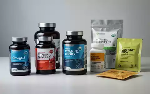 Eine Reihe von Nahrungsergänzungsmitteln, darunter Flaschen und Beutel mit Vitaminen, Omega 3 und Koffein-Pouches. - Foto: über boerse-global.de