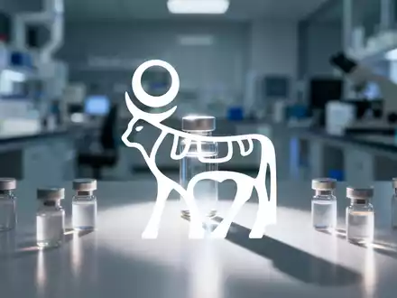 Ein großes, beleuchtetes Reagenzglas dominiert mehrere kleinere, weniger beleuchtete Reagenzgläser in einem modernen Pharmalabor. - Foto: über boerse-global.de