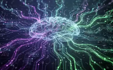 Abstraktes, leuchtendes neuronales Netzwerk oder Schaltkreis mit Datenströmen, symbolisiert fortschrittliche künstliche Intelligenz. - Foto: über boerse-global.de