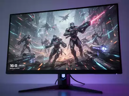Nahaufnahme eines modernen Gaming-Monitors mit bunten, schnellen Grafiken, der hochtechnologischen Bildschirm und schlankes Design zeigt. - Foto: über boerse-global.de